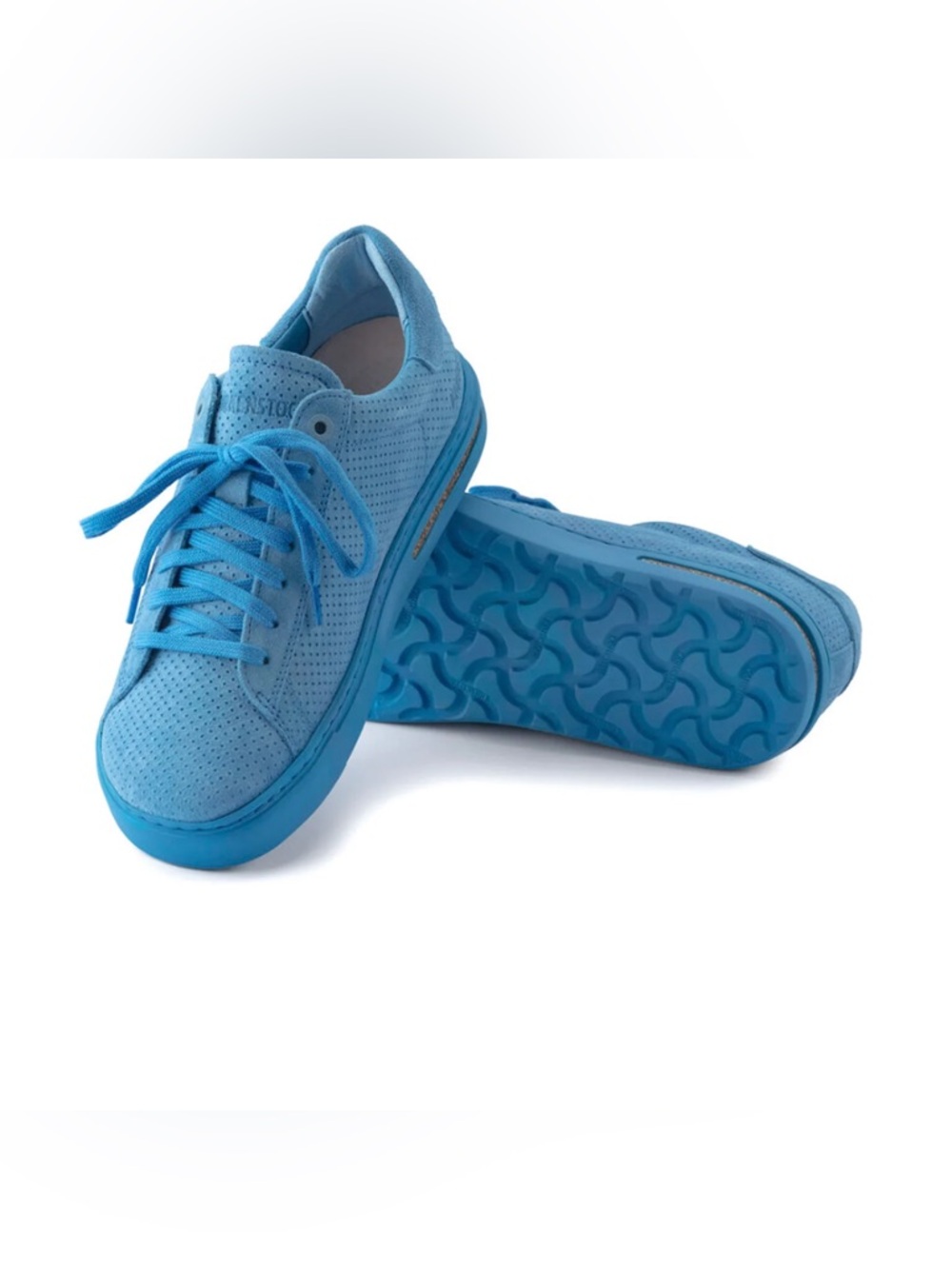 Birkenstock Bend Low Shoes Blue Suede Lace Up Sneakers - Picture 2 of 15